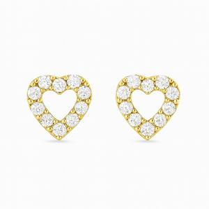 ต่างหูรูปหัวใจเพชรธรรมชาติ ทองคำ 14K ป้องกันการแพ้ ต่างหูแบบติดหูรูปหัวใจขนาดเล็ก สำหรับร้านขายเครื่องประดับ ขายส่ง - Product Image 5