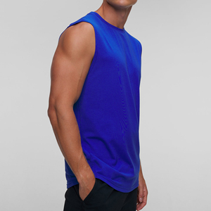 Wholesale Solid Color Men's Tank <b>Top</b> Customized Logo & Pattern Breathable Casual Fitness Wear Polyester/cotton Tank <b>Top</b> For Men - Product Image 4