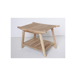 Élégant tabouret d'été en teck, idéal pour la salle de bain, mesures 61 x 42 x 45 cm ; le bois durable et résistant à l'eau offre un style élégant. - Product Image 1