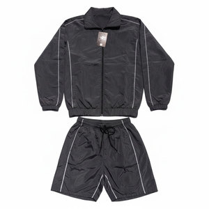Custom Outdoor Nylon <b>Zip</b>-Up Windbreaker Shorts Set Wholesale Men's Casual Jogging Summer Windbreaker Short Set - Product Image 2