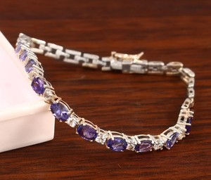 Natural Amethyst Moissanite <b>Charm</b> Bracelet Sterling Silver White Gold Plated Luxury Purple Gemstone Jewelry for Party Occasions - Product Image 3