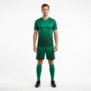 Custom Green Soccer Uniform Set <b>Short</b> Sleeve <b>Football</b> Jersey <b>Shorts</b> <b>Socks</b> Team Sportswear - Product Image 1