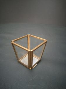 Square Glass <b>Lantern</b> votive With <b>Gold</b> Frame Reusable Home Decoration - Product Image 6