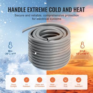 ท่อร้อยสายไฟฟ้าแบบยืดหยุ่น PVC ขนาด 1 นิ้ว ยาว 100 ฟุต ไม่ใช่โลหะ พร้อมข้อต่อตรง 5 ชิ้น และข้อต่อ 90 องศา 5 ชิ้น - Product Image 5