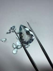 Aguamarina Natural en Forma de Pera, Corte Esmeralda, Facetada, Tamaño Libre, Piedra Preciosa |   Piedra de Aguamarina Azul Suelta para Joyería y Venta al por Mayor - Product Image 4