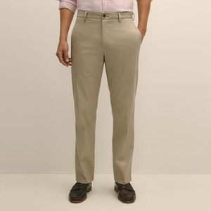 Solid Color Men's Cotton Chino <b>Pants</b> Straight Fit Mid Waist Smart Casual Trousers With Side Pockets Wholesale Men's <b>Summer</b> <b>Pants</b> - Product Image 1