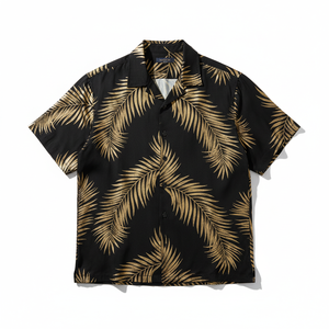 Camisa de Manga Corta para Hombre, Estilo Vintage, con Estampado de Palmeras, 100% Algodón Tejido, de Secado Rápido, con Bolsillo, Diseño 3D, para Verano - Product Image 1