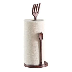 Modern Iron <b>Paper</b> Towel Holder With Decorative Fork And Spoon Design Heavy Duty Vintage Metal Stand For Farmhouse <b>Kitchen</b> Decor - Product Image 1