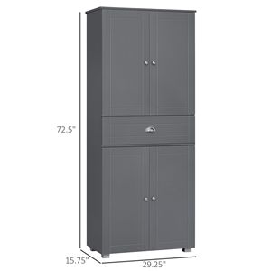 71 Grey Freestanding <b>Kitchen</b> Pantry Cabinet with 2 Glazed PVC Double Door Cabinets 1 Drawer Large <b>Storage</b> Eco-Friendly Design - Product Image 3
