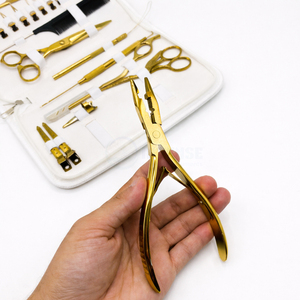 Professional Hair Extension Tool Kit Gold Plasma Flat I Tip Pliers Clips <b>Razor</b> Scissor <b>Set</b> Eco-Friendly Salon Supplies - Product Image 2
