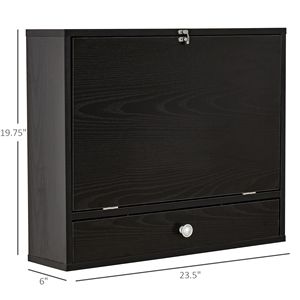 Scrivania Nera da Parete Resistente con Ripiani Portaoggetti, Design Moderno e Semplice Salvaspazio, Tavolo Pieghevole per Computer - Product Image 3