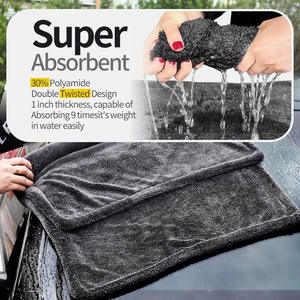 Serviette de lavage de voiture en microfibre double face 600-1200 GSM, séchage rapide, boucles torsadées, 60x90cm, chiffon <span class=keywords><strong>pas</strong></span> <span class=keywords><strong>cher</strong></span> pour le séchage et le polissage de voiture - Product Image 2