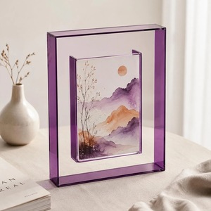 Cadre photo rectangulaire en acrylique transparent 4 couleurs, impression UV, incassable, étanche, sur pied, horizontal, pour table, moderne - Product Image 2
