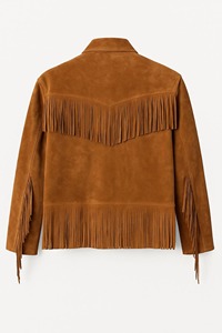 Womens Tan Brown Suede Leather <b>Fringe</b> <b>Jacket</b> Handmade Western Cowgirl Style - Product Image 3