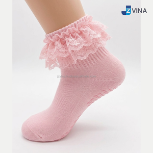 Custom Women Ankle <b>Socks</b> <b>Lace</b> Ruffle Anti-Slip Dot Sole Spandex/Nylon/Cotton Compression Breathable Elegant Style Summer Daily - Product Image 2