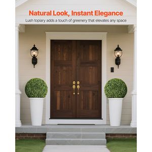 Palla Topiaria Artificiale da 23 Pollici Facile da Montare, Pianta Finta di Bosso dall'Aspetto Realistico, Albero in Seta Sintetica per Decorazioni Esterne e Portico Anteriore, Confezionata - Product Image 2