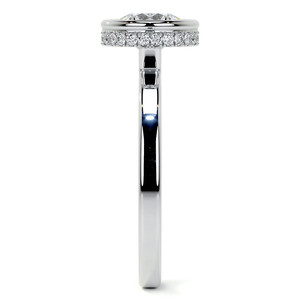 Anillo de compromiso con moissanita incolora de 1.3 CT, corte redondo, engaste de bisel, halo oculto, oro blanco de 14K, anillo de propuesta, regalo de aniversario - Product Image 5