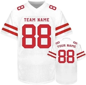 Maillot de football américain personnalisé unisexe col en V manches courtes imprimé par sublimation anti-humidité gris marine rouge équipe grande taille devant - Product Image 2