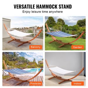 Universal 2-Person Wooden <b>Hammock</b> Stand Larch Wood Arc Adjustable 475 Lbs Capacity Fits 9-13 ft <b>Hammocks</b> - Product Image 5