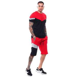 Ensemble T-shirt et short de sport pour homme 100 % coton, poids lourd, avec logo imprimé couleur néon, tissu jersey 280 grammes, motif imprimé, OEM ODM - Product Image 5