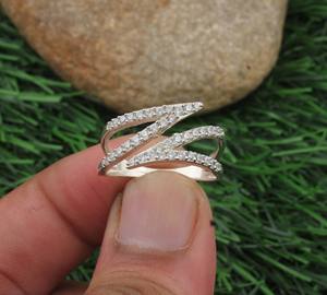 Bague ajustable en argent sterling 925 avec zircon cubique, fine et minimaliste, à bande ouverte, bijoux raffinés pour femme, idéale pour les soirées - Product Image 6