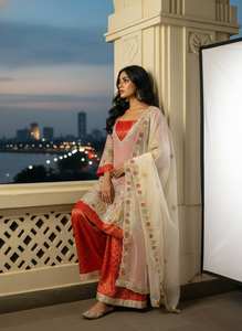 Conjunto de Salwar Kameez Bordado de Diseñador para Mujer con Dupatta de Organza – Traje Étnico Indio para Fiestas - Product Image 4