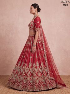 Conjunto de Lehenga Choli de Seda Rosa Bordado con Dupatta de Tela de Red, Traje Tradicional Indio para Bodas, de Secado Rápido para Mujer - Product Image 5