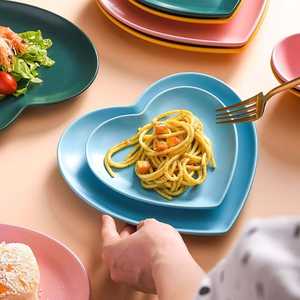 Modern Design Resin Heart Shape Colorful Dinner Salad <b>Plate</b> with MODEL Pattern for Valentine Day From India - Product Image 1