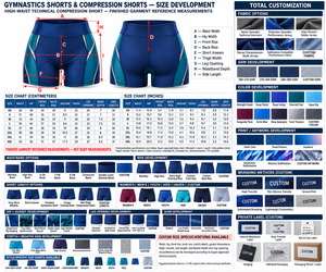Shorts de gymnastique et shorts de compression |   Blocs de couleur bleus - Six couleurs |   Vêtements de sport en Spandex/Polyester |   Séchage rapide anti-odeur | - Product Image 6