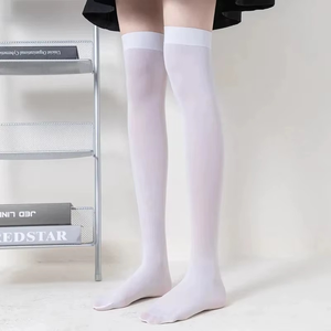 Solid Color Woman <b>Socks</b> Thin Knee High <b>Socks</b> Cute Black White <b>Long</b> <b>Socks</b> Girls Stockings High Quality - Product Image 2