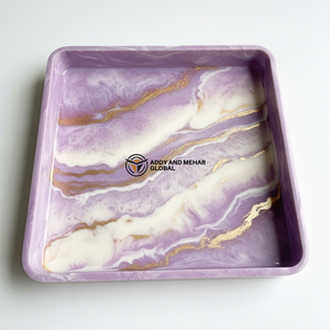 Plateau de rangement en résine artisanale de luxe, effet marbre veiné doré, décoration moderne pour la cuisine, facile à nettoyer - Product Image 1