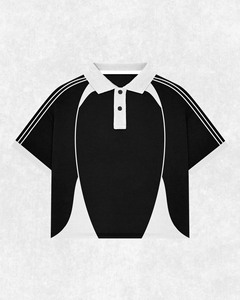 Polo premium de 220 GSM de algodón y poliéster blanco con paneles rosas, estampado deportivo y logotipo personalizado para hombre. - Product Image 6