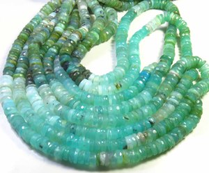 Cuentas facetadas de ópalo peruano natural de alta calidad, tipo disco Heishi, de 6.5mm, multicolor, piedras preciosas peruanas, ópalo de rueda perforado lateralmente de 16 pulgadas - Product Image 1