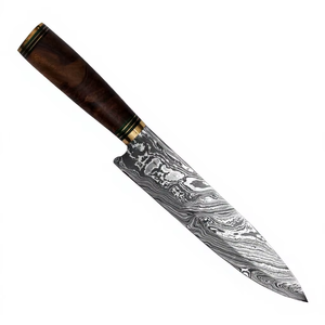 Couteau de chef ambidextre en acier Damas forgé à la main, manche en bois japonais, couteaux de cuisine - Product Image 5