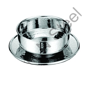 Bol à soupe à Double paroi avec doublure à double paroi martelée avec miroir de couleur argent, acier inoxydable poli, prix de gros - Product Image 1