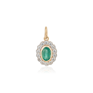 Colgante de Diseño Minimalista y Elegante con Esmeralda y Diamantes en Engaste de Bisel, Oro Amarillo Puro K14, Piedra de Nacimiento de Mayo, Joyería Nueva para Mujer - Product Image 1