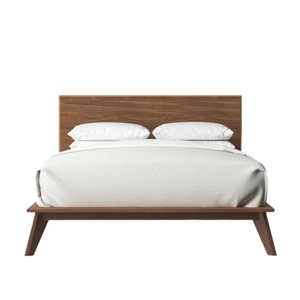 Cama de plataforma de madera maciza moderna de mediados de siglo de alta calidad con diseño suave de patas cónicas de perfil bajo - Product Image 4