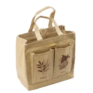 环保可重复使用的黄麻袋购物手提袋定制印花麻布手提包