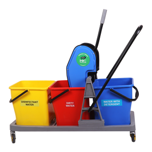 Carrito de Limpieza con Triple Cubeta para Mopa, 21-25L, Plástico, Colorido, con Mecanismo de Presión Lateral - Product Image 5