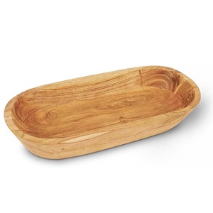 Ensemble de service à salade sculptural en bois dur organique à bord évasé, ton miel - Product Image 5
