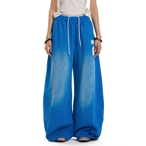 Men’s Y2K Vintage Wide Leg Sweatpants Baggy Oversized Blue Jogger Pants <b>Drawstring</b> Casual Streetwear Sports <b>Trousers</b> - Product Image 5