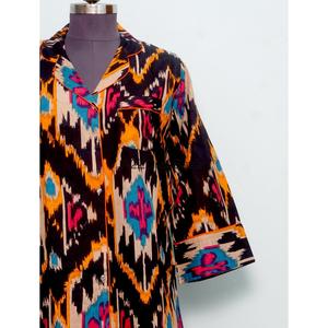 เสื้อเชิ้ตแขนกระดิ่งลายดอกไม้พิมพ์ลายบล็อก ทำมือ ผ้าฝ้าย 100% ระบายอากาศได้ดี สไตล์หวานๆ สำหรับฤดูใบไม้ร่วง ติดกระดุม ดีไซน์ลำลอง หรูหรา - Product Image 2