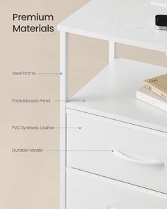 โต๊ะข้างเตียงสีขาวทันสมัย 2 ลิ้นชักสำหรับห้องนอน - Product Image 2