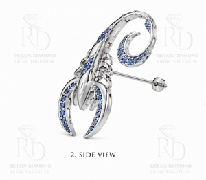 Broche de luxe en argent sterling 925 motif hippocampe et diamant, avec accent bleu roi, épingle de revers marine, bijou de mode raffiné et formel - Product Image 6