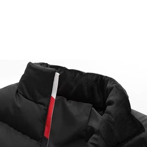<b>Men's</b> Black <b>White</b> Sleeveless Puffer <b>Vest</b> Stand Collar Zipper Closure Windproof Winter Casual Outerwear Solid Color - Product Image 3