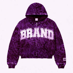 Vente en gros de sweats à capuche personnalisés à fermeture éclair intégrale en molleton épais pour les marques de style de vie américain sous marque privée - Product Image 6