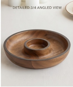 <b>Round</b> Acacia Wood Serving <b>Tray</b> With Dip Bowl Rustic Design Multi Functional For Dining <b>Table</b> - Product Image 4
