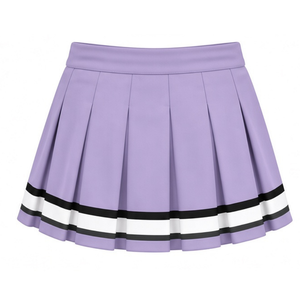 Ensemble uniforme de cheerleading imprimé lavande blanc pour adultes, haut à manches courtes, jupe plissée, tenue de sport athlétique pour l'entraînement et la pratique - Product Image 6