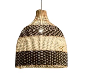 Two Tone Rattan Lampshade <b>Black</b> Natural Gourd Pendant <b>Light</b> <b>Shade</b> Chevron Weave Wicker Hanging Lamp Cover for Restaurant - Product Image 4