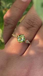 Emerald Cut Topaz Ring Filled Prong Setting Geometric Vintage Women's Engagement Style - Product Image 5